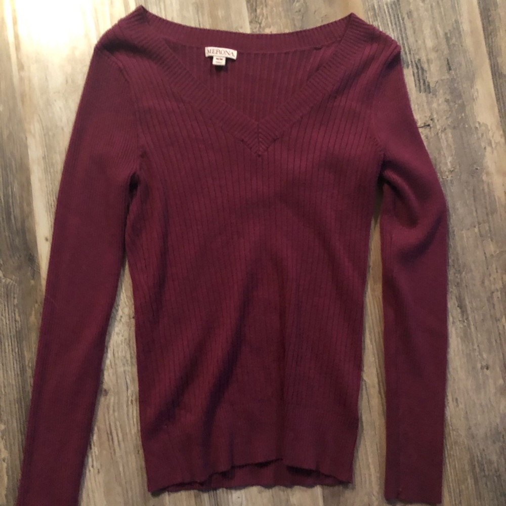 Maroon V neck sweater. Lightly used. Size medium